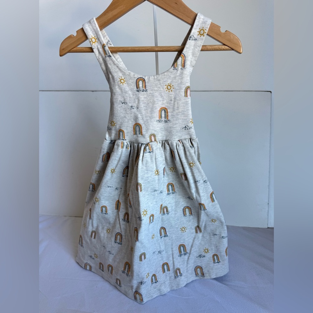 Little Road Co Lulu & Roo Little Girl 4T Cross Back Overall Dress Rainbow Sun